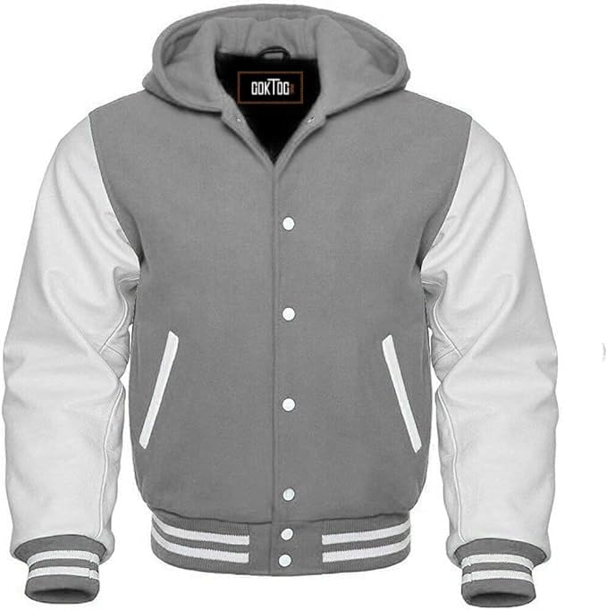 GOKTOG Hooded Varsity Jacket Women, Baseball