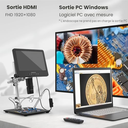 Andonstar AD249S-M HDMI 3 Lens 2000x Digital Microscope with 2160P UHD Endoscope 10.1" LCD Video Recording Soldering Electron Microscope for Coins Biology