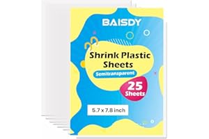 BAISDY 25Pcs Shrink Plastic Sheets for Crafts Semitransparent Shrink Art Paper for Kids, 14.5x20cm
