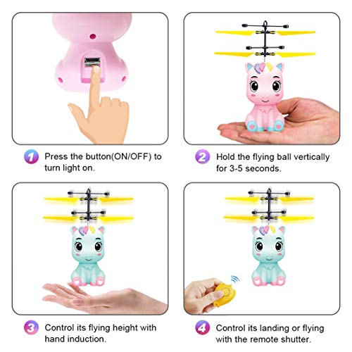 Flying Ball Toys, RC Toy for Kids Boys Girls Gifts Rechargeable Light Up Ball Drone Infrared Induction Helicopter with Remote Controller for Indoor and Outdoor Games (Blue)