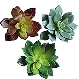 Assorted set of 3 Artificial Succulent Cabbage Echeveria Picks Faux Succulents 3 colors(green,soft green,plum green),3.6