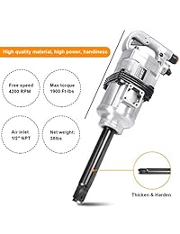 Goplus llave de impacto neumática de alta resistencia, 1 pulgada, mecánica para camiones, vástago largo, con estuche