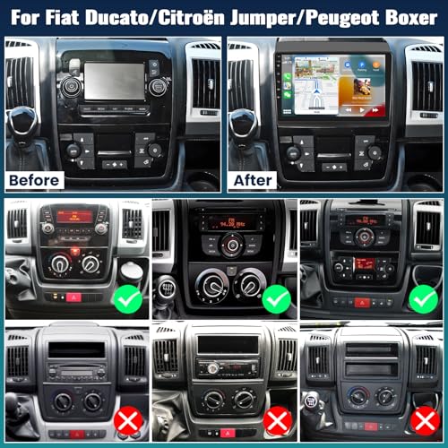 2G+64G GOHHDL Android Car Radio for Fiat Ducato 2010/Citroen Jumper/Peugeot Boxer Carplay Android Auto, 9 Inch 2 Din Touch Screen with Bluetooth GPS WiFi FM/RDS SWC Backup Camera and Mic