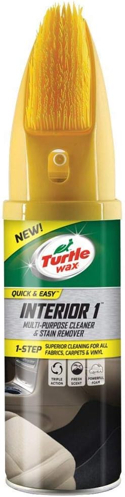 Turtle Wax 51791 Interior 1 Multi Purpose Car Seat Cleaning, Stain & Odor Removal Spray with Brush 400ml, 400 g (Pack of 1)