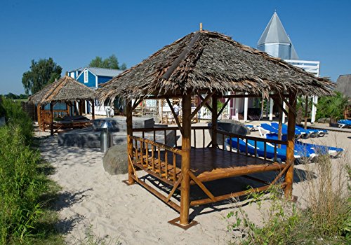 bamboo-lifestyle Bambus Sala mit Palmendach und großer Liegefläche 2m x 2m Pavillon zum entspannen I Gartenlounge I… – Bild 4