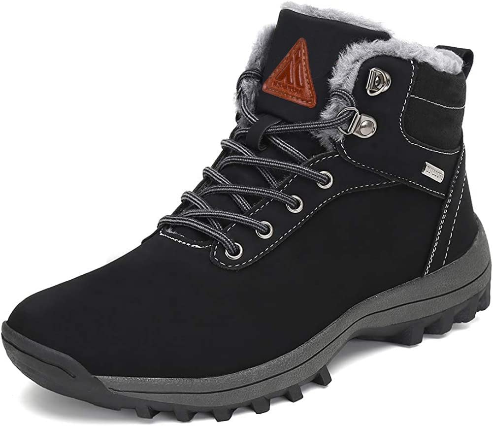 [Putu] ハイカット 防水 防滑 裏起毛 スノーブーツ 雪靴 男女兼用 登山靴 耐磨耗 衝撃吸収 防寒ブーツ アウトドア ハイキングブーツ 27.0 cm,ブラック商品画像