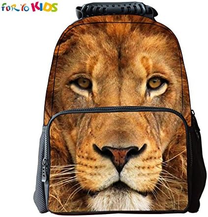 FOR YO KIDS Children's 3D Animal Fierce Lion Pattern School Backpacks