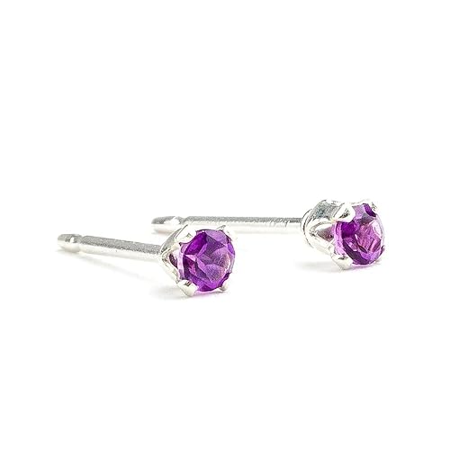 3mm Tiny Purple Amethyst Gemstone Post Stud Earrings in Sterling Silver - February Birthstone