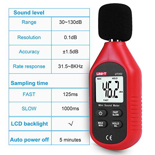 UNI-T UT353 Mini LCD Display Digital Sound Level Meter Noise Measuring Instrument Decibel Monitoring Tester 30-130dB