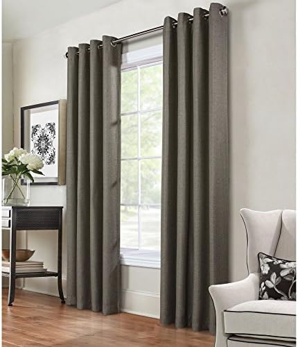 Common Wealth Home Fashions Henderson Herringbone Curtain, 54 x 84"    charcoal