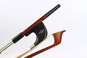 WUQIMUSC 3/4 size Upright Double Bass German Bow Powerful Sound Brazilwood stick Well balance Ebony frog Nice shell inlay Natural Horse Hair (white hair)