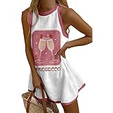 Womens Tank Dress Summer Casual Short Dresses Crew Neck Sleeveless Novelty Floral Printed Loose Aline Sundress