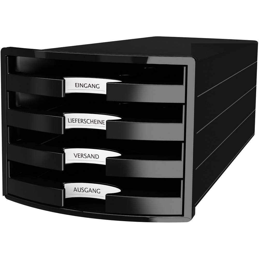HAN 1013-13 Impuls Drawer Box DIN A4/C4 4 Open Drawers Black