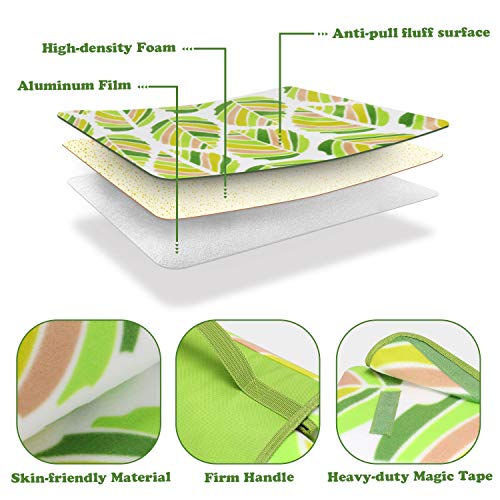 WolfWise 79"x79" XXL Picnic Blanket Extra Large Fleece Beach Mat with Waterproof Backing Anti Sand, Green Leaves