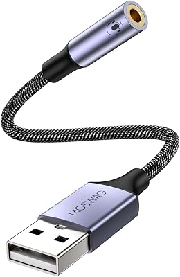 Adaptateur USB vers Jack 3,5mm Carte Son Externe AUX Stéréo 1 Pack