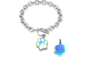 Minicremation Dog Paw Print Cremation Jewelry for Ashes Memorial Urn Bangle for Pet Stainless Steel Urn Bracelet Ashes Holder