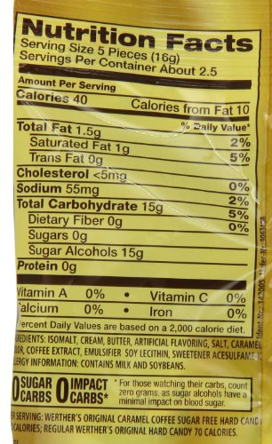 image for WERTHER'S ORIGINAL Sugar Free Caramel Coffee Hard Candies, 1.46 Ounce 