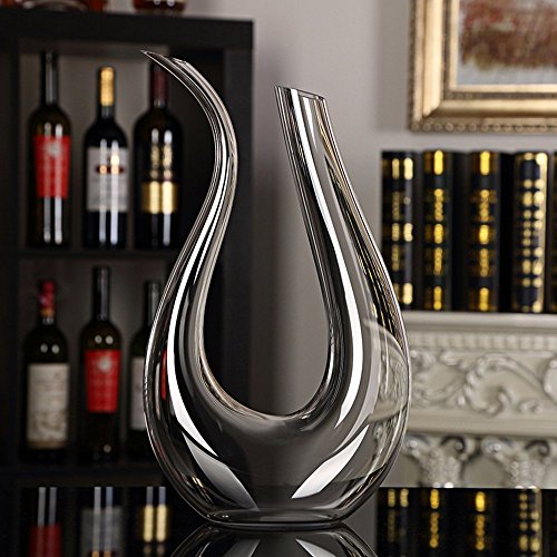 Wine Decanter by Bella Vino 100 Lead Free Premium Crystal Glass Horn Decanter, Improves Wine