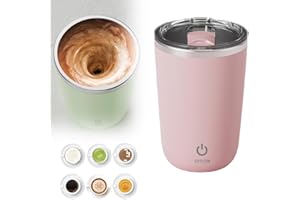 HILOST Automatic Magnetic Stirring Coffee Mug,Stainless Steel Rechargeable Self Stirring Coffee Mugs,Portable Electric Magnetic Stirring Coffee Cup for Coffee,Milk Tea (Pink)