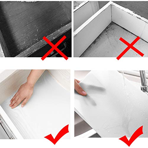 Hersvin Shelf Liners, 23.6x196.9 Inch EVA Non-Slip Drawer Mats, Non-Adhesive Cupboard Pad, Kitchen Cabinet Lining Fridge Cushion for Home Office (Clear/Diamond, 60x500cm)