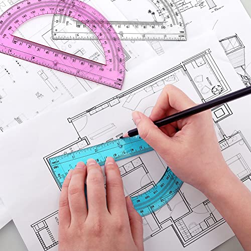 2 Pack Plastic Protractor 6 Inches Math Protractors 180 Degrees for