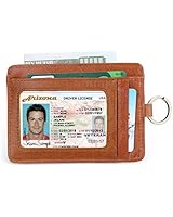 Mens RFID Blocking Wallet, SUSEN Slim Front Pocket Minimalist Wallet Card Holder Genuine Leather with Key Ring &amp; ID Window, Best Gift for Father's Day (Coffee)