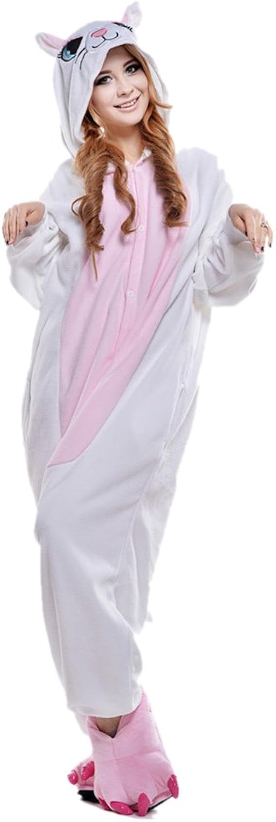 Amazon Co Jp Sanling Adult Onesieコスチューム着ぐるみパジャマ 白猫 カラー グレー 服 ファッション小物