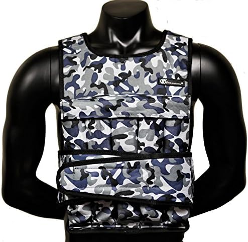 Weight vest (Short) - premium quality - best for cross fit training - running - jogging - Fully Adjustable (S pro weight vest) (Navy Camo, 40lbs)