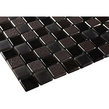 Glossy Black Raindrop Modern Square Glass Mosaic Tiles For