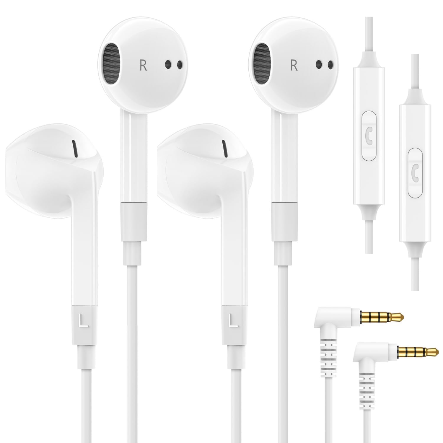 Photo 1 of LUDOS FEROX 2 Pack Wired Earbuds in-Ear Headphones, 5 Year Warranty, Earphones with Microphone, Noise Isolation for 3.5mm Jack Ear Buds for iPhone, Samsung, Computer, Laptop, Kids, School Students