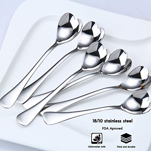 HISSF Coffee Spoon, 18/10 Stainless Steel Dessert Spoon, Espresso Spoons Set of 6, 4.9 inches Heart Shaped Stir Spoon for Tea, Cocktail, Sugar, Ice Cream, Cute Gift for Friends - Thumbnail 6