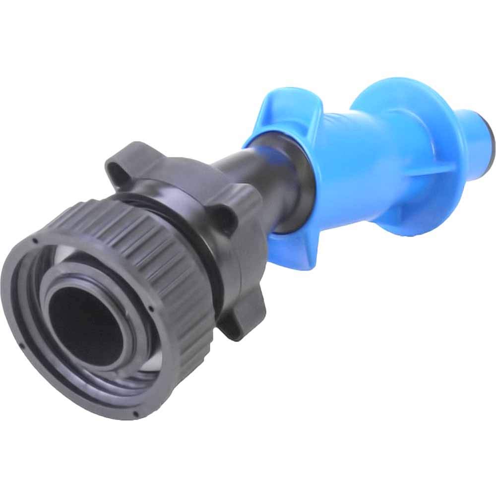 hünersdorff Filling aid for canisters with DIN 50 screws, HD-PE, with union nut and adapter on closure, black/light blue