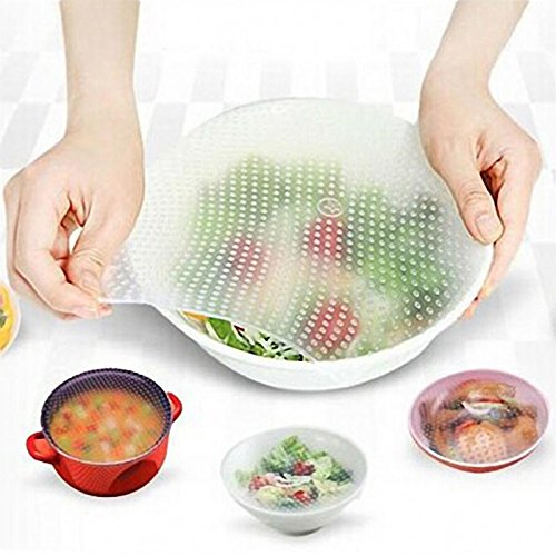 Owill Versatile Silicone Food Wrap Reusable Seal Cover Stretch Fresh Kitchen Tools (L, White)
