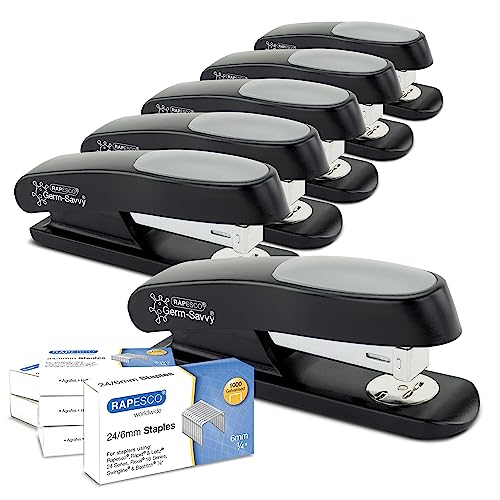 Rapesco 1734 6 ECO Sting Ray Staplers and 6000 Staples, 20 Sheet Capacity