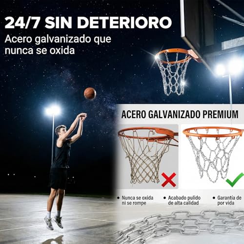 Dederwern Red de Baloncesto, Metal Red para Canasta de Basquetbol, Reemplazo de Red de Baloncesto, Compatible con la Mayoría de Canastas de Baloncesto Estándar de Interior y Exterior