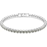 Swarovski Imber Emily Tennis bracelet, Round cut, Black, Rhodium finish