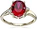 10k Yellow Gold Created Ruby and Diamond Accent Ring, Size 7