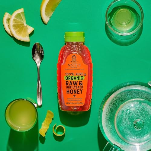 NATE’S ORGANIC 100% PURE, RAW & UNFILTERED HONEY – USDA CERTIFIED ORGANIC – 16OZ. SQUEEZE BOTTLE
