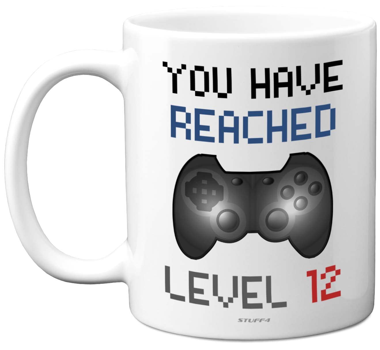 Stuff4 Level 12 Gamer Mug - 12th Birthday Gift for Boys or Girls, Dishwasher Safe Coffee Cup, Retro Video Game Novelty Mug, Gaming Gift for Him or Her