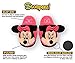 Stompeez Animated Minnie Mouse Plush Slippers - Ultra Soft and Fuzzy - Ears Flap as You Walk - Medium Pink Black
