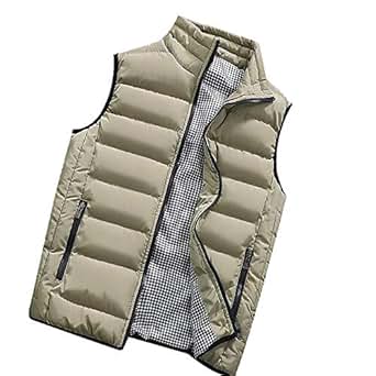 Chaleco de Pluma para Hombre Ligero Sin Mangas Chaquetas con Cremallera