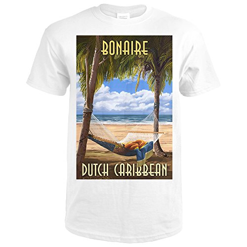 Bonaire, Dutch Caribbean - Hammock and Palms (Premium White T-Shirt Small)
