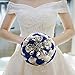 Amoleya 7 Inch Customization Romantic Royal Blue Wedding Bride Holding Bouquet with Satin Roses and Rhinestones