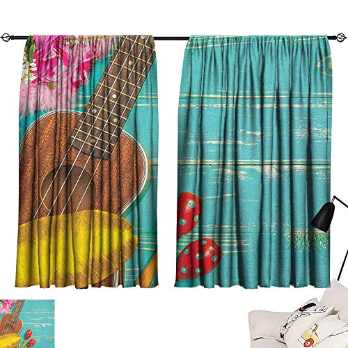 Music Style Darkening Curtains Ukulele With Hawaii Style