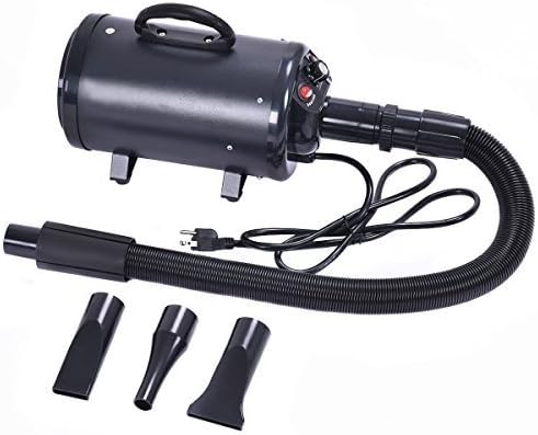 Inlifiny High-Power Adjustable Dog and Cat Pet Grooming Hair Dryer With 3 Different Nozzles (Black)