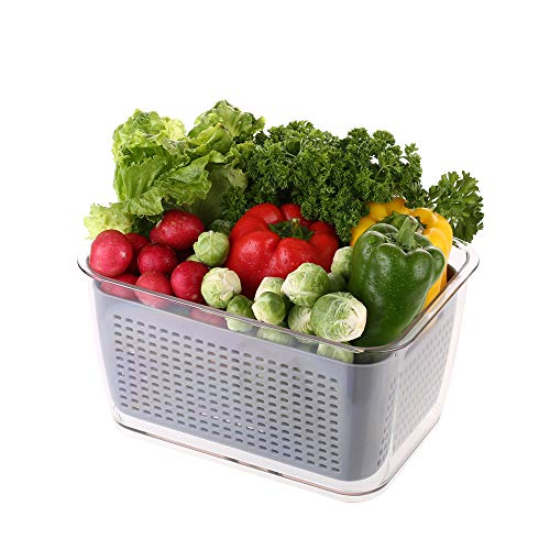 MRT Produce saver storage containers - Fresh Vegetable Fruit Storage Containers - Fridge Food Storage Containers - Keep Vegetables Fresh Easy to Clean(Grey, 4.5 L)