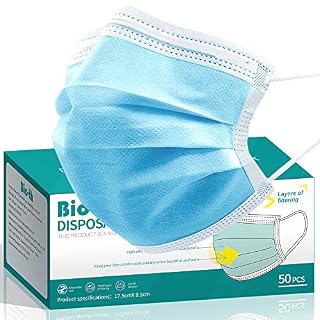 Bio-th Disposable Face Masks, Face Masks of 50 Pack Disposable Mask, Protective Safety Dust Pollen Haze proof 3 Ply…