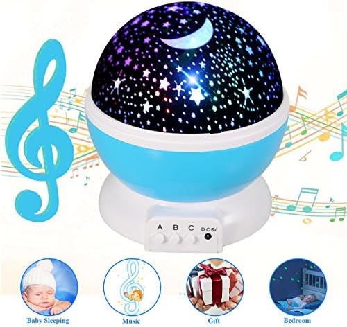 [Updated] Music Star Projector, Children Rechargeable Star Light Rotating Projector, 360° Constellation Rotating Star Projector Lamp with 12 Songs, Relax Gifts for Babies, Children, Nursery and Family