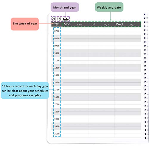 Academic Daily Planner 2019-2020, Appointment Planner Weekly & Monthly, 12 Monthes, Flexible Cover with Twin -Wire Binding - Thumbnail 2