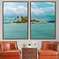 2 Piece Framed Canvas Wall Art Palm Tree Canvas Prints Home Artwork Decoration for Living Room,Bedroom - 16